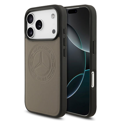 iPhone 17 Pro Kılıf Mercedes Benz Orjinal Lisanslı M-safe Şarj Özellikli Hakiki Deri Nostaljik Yıldız Dizayn Kılıf