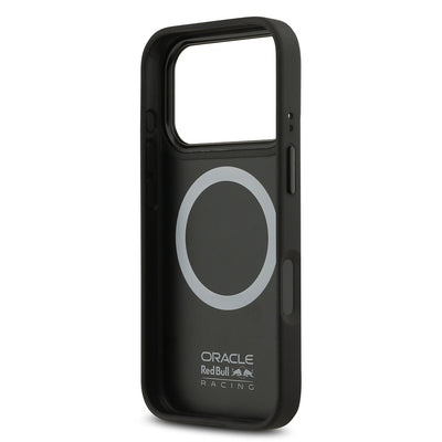 Apple iPhone 17 Pro Kılıf Redbull Orjinal Lisanslı M-safe Şarj Özellikli Kırmızı Halka ve Logo Kabartmalı PU Deri Kapak Siyah