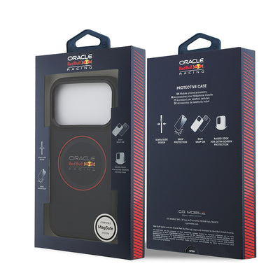 Apple iPhone 17 Pro Kılıf Redbull Orjinal Lisanslı M-safe Şarj Özellikli Kırmızı Halka ve Logo Kabartmalı PU Deri Kapak Siyah