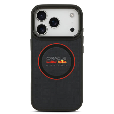 Apple iPhone 17 Pro Kılıf Redbull Orjinal Lisanslı M-safe Şarj Özellikli Kırmızı Halka ve Logo Kabartmalı PU Deri Kapak Siyah