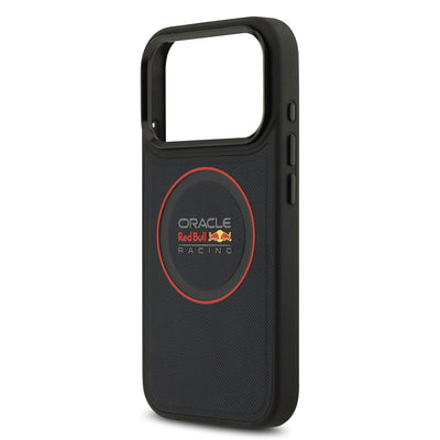 Apple iPhone 17 Pro Kılıf Redbull Orjinal Lisanslı M-safe Şarj Özellikli Kırmızı Halka ve Logo Kabartmalı PU Deri Kapak Siyah