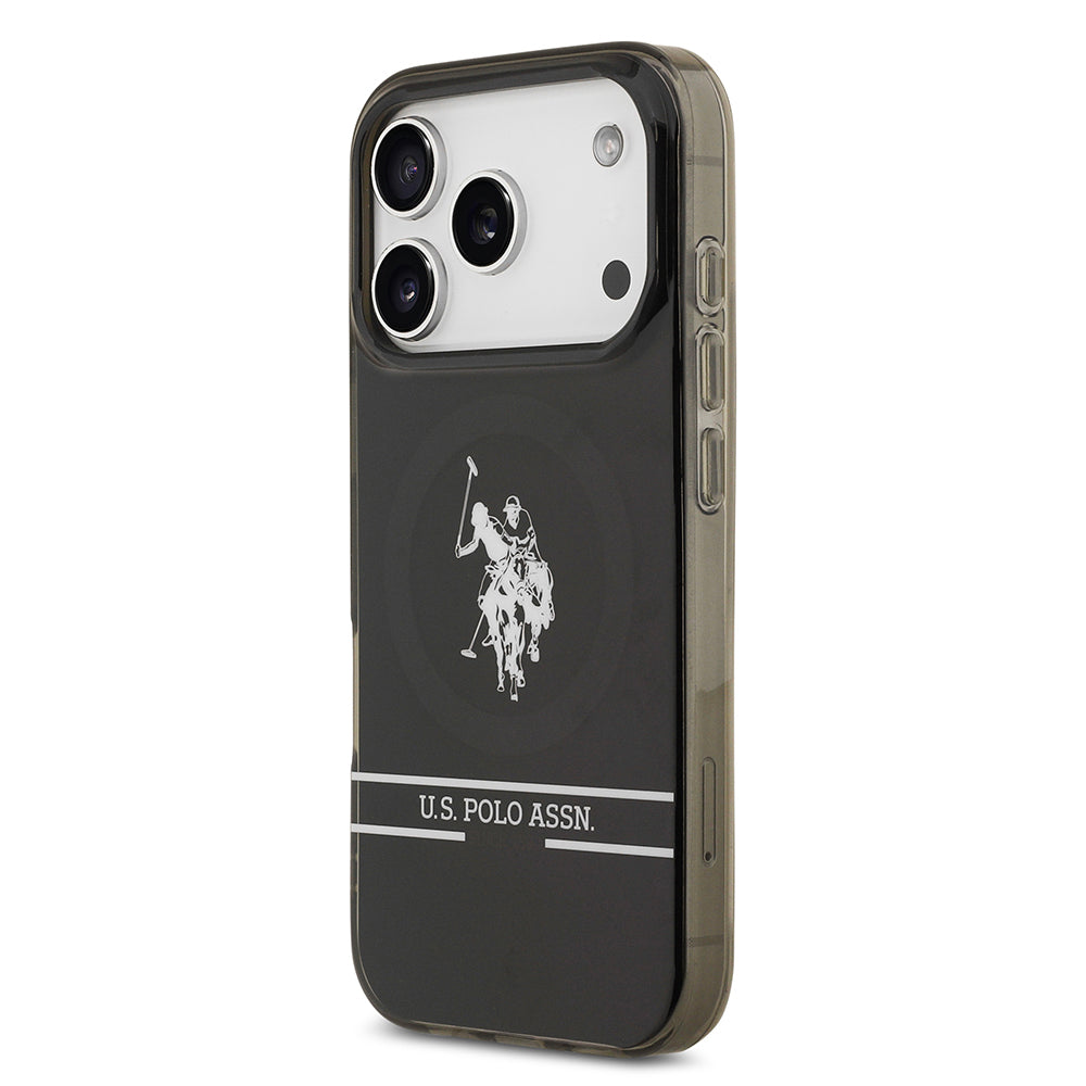 iPhone 17 Pro Kılıf U.S. Polo Assn. Orjinal Lisanslı M-safe Şarj Özellikli IML Double Horse Stripe Logolu Kılıf