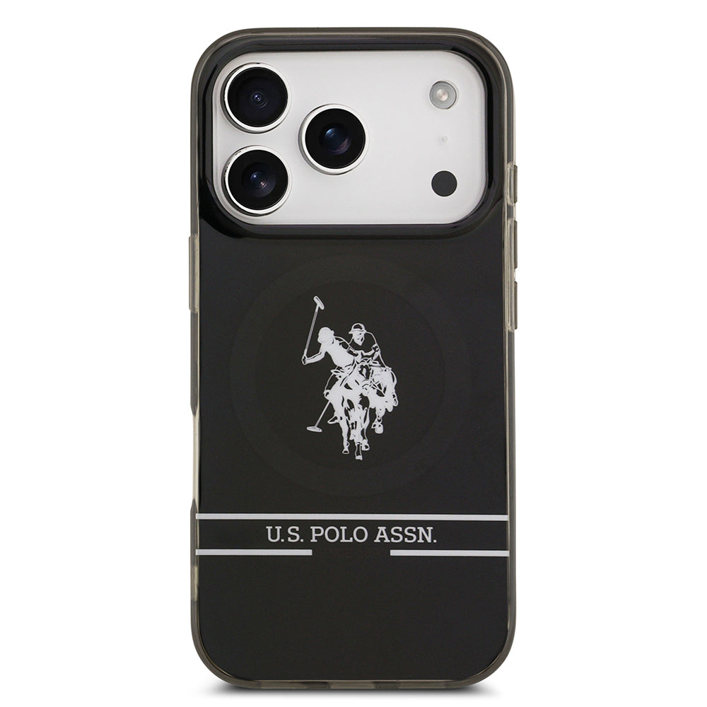 iPhone 17 Pro Kılıf U.S. Polo Assn. Orjinal Lisanslı M-safe Şarj Özellikli IML Double Horse Stripe Logolu Kılıf