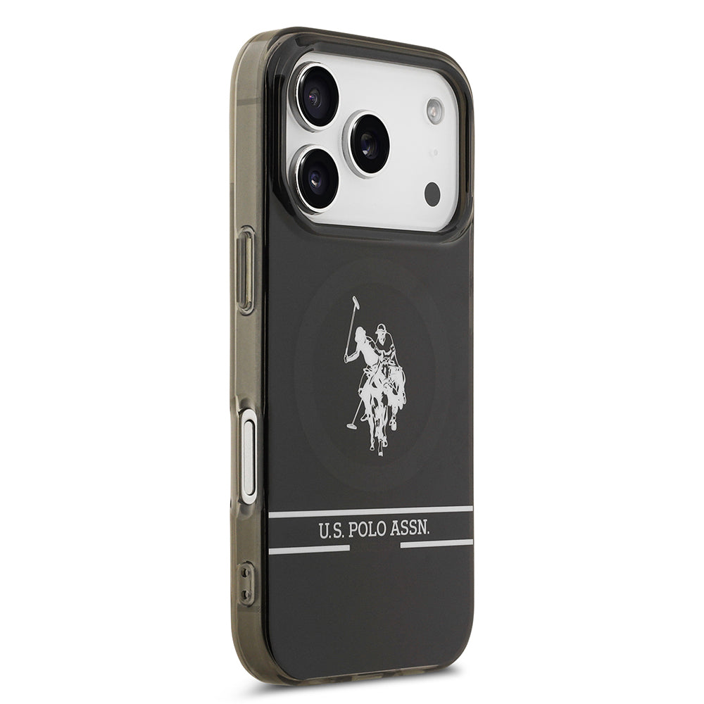 iPhone 17 Pro Kılıf U.S. Polo Assn. Orjinal Lisanslı M-safe Şarj Özellikli IML Double Horse Stripe Logolu Kılıf