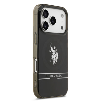iPhone 17 Pro Kılıf U.S. Polo Assn. Orjinal Lisanslı M-safe Şarj Özellikli IML Double Horse Stripe Logolu Kılıf