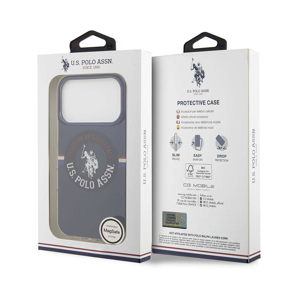 iPhone 17 Pro Kılıf U.S. Polo Assn. Orjinal Lisanslı M-safe Şarj Özellikli IML Stripe Logolu Kılıf