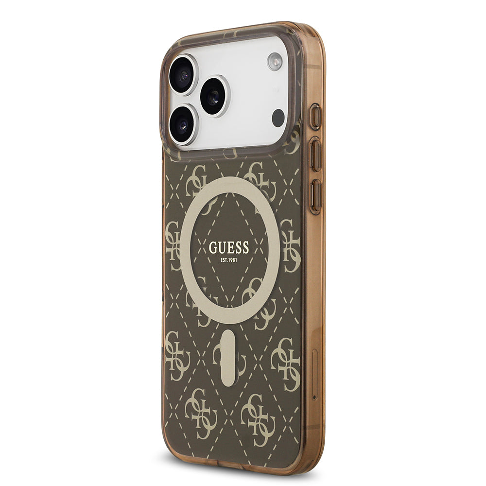 iPhone 17 Pro Max Kılıf Guess Orjinal Lisanslı M-safe Şarj Özellikli IML Baskılı Klasik Logolu 4G Desenli Kılıf