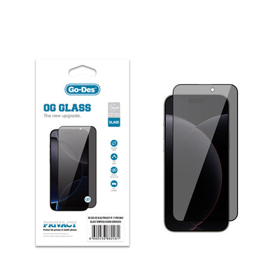 Apple iPhone 17 Pro Max Go Des OG Glass Privacy Antistatik Temperli Cam Ekran Koruyucu Siyah