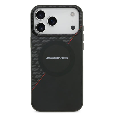 Apple iPhone 17 Pro Max Kılıf AMG Orjinal Lisanslı M-safe Şarj Özellikli Çift Katmanlı Kırmızı Çapraz Çizgili Kapak Siyah-Kırmızı
