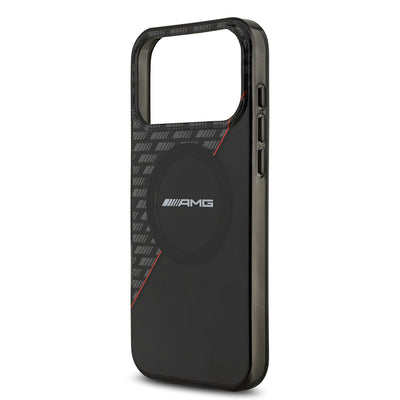 Apple iPhone 17 Pro Max Kılıf AMG Orjinal Lisanslı M-safe Şarj Özellikli Çift Katmanlı Kırmızı Çapraz Çizgili Kapak Siyah-Kırmızı