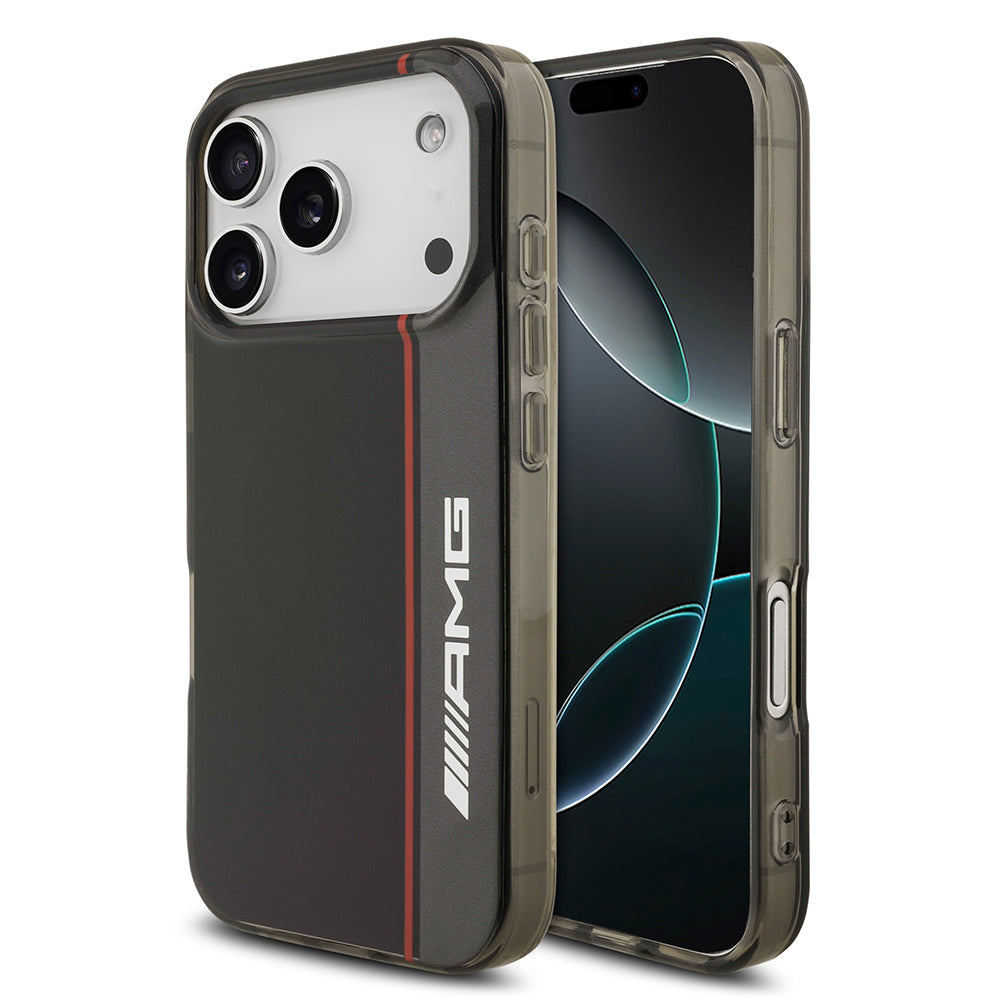 iPhone 17 Pro Max Kılıf AMG Orjinal Lisanslı M-safe Şarj Özellikli IML Baskı Logolu Çift Katmanlı Bow Lines Kılıf