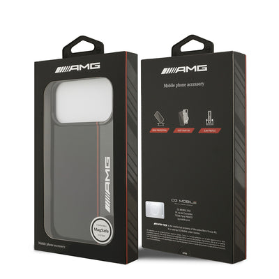 Apple iPhone 17 Pro Max Kılıf AMG Orjinal Lisanslı M-safe Şarj Özellikli IML Baskı Logolu Çift Katmanlı Bow Lines Kapak Siyah