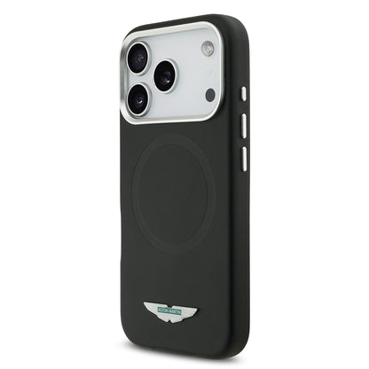 iPhone 17 Pro Max Kılıf Aston Martin Orjinal Lisanslı M-safe Şarj Özellikli Metal Logolu PU Deri Kılıf