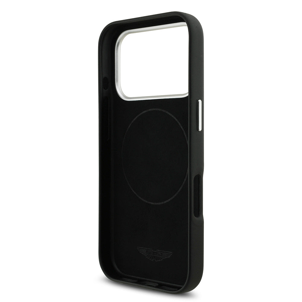 iPhone 17 Pro Max Kılıf Aston Martin Orjinal Lisanslı M-safe Şarj Özellikli Metal Logolu PU Deri Kılıf