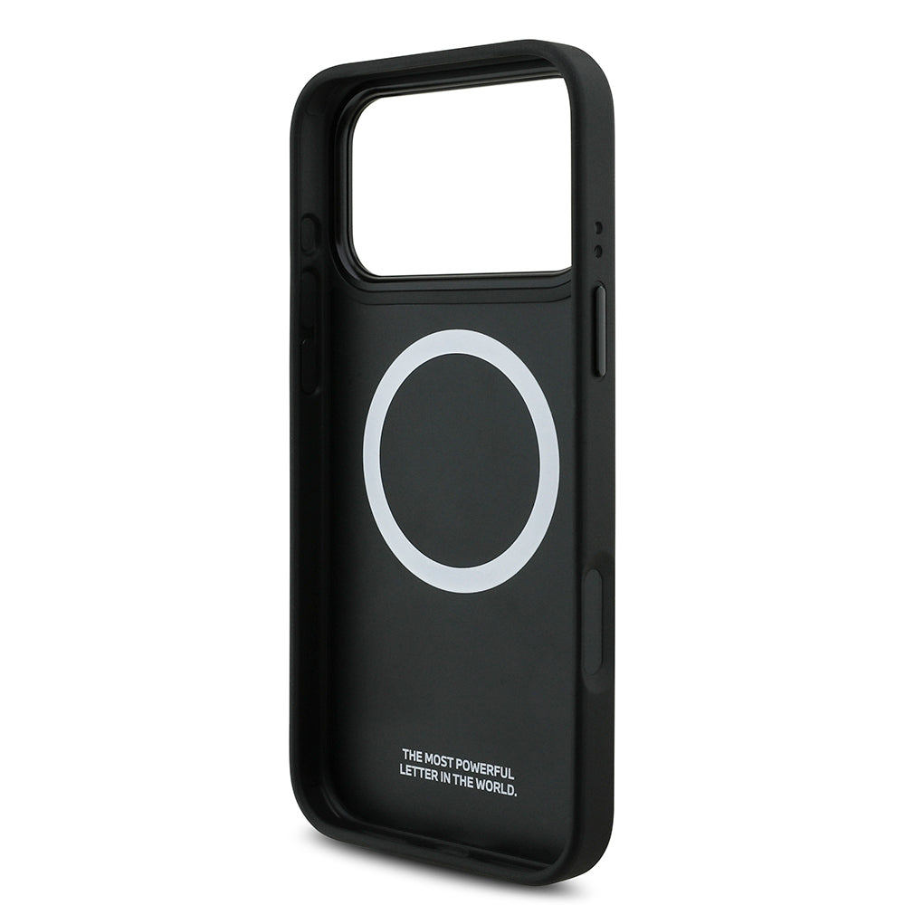 Apple iPhone 17 Pro Max Kılıf BMW Orjinal Lisanslı M-safe Şarj Özellikli Deri Arka Yüzey Metal Logolu Delikli Şerit Tasarımlı Kapak Lacivert