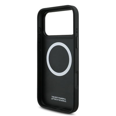 Apple iPhone 17 Pro Max Kılıf BMW Orjinal Lisanslı M-safe Şarj Özellikli Deri Arka Yüzey Metal Logolu Delikli Şerit Tasarımlı Kapak Lacivert