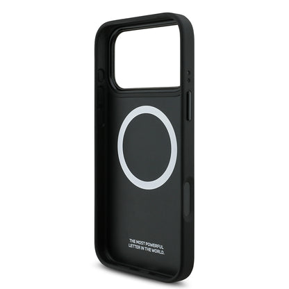 iPhone 17 Pro Max Kılıf BMW Orjinal Lisanslı M-safe Şarj Özellikli Deri Arka Yüzey Metal Logolu Delikli Şerit Tasarımlı Kılıf