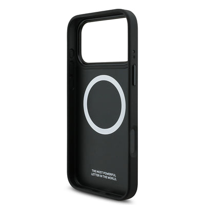 Apple iPhone 17 Pro Max Kılıf BMW Orjinal Lisanslı M-safe Şarj Özellikli Deri Arka Yüzey Metal Logolu Delikli Şerit Tasarımlı Kapak Mavi