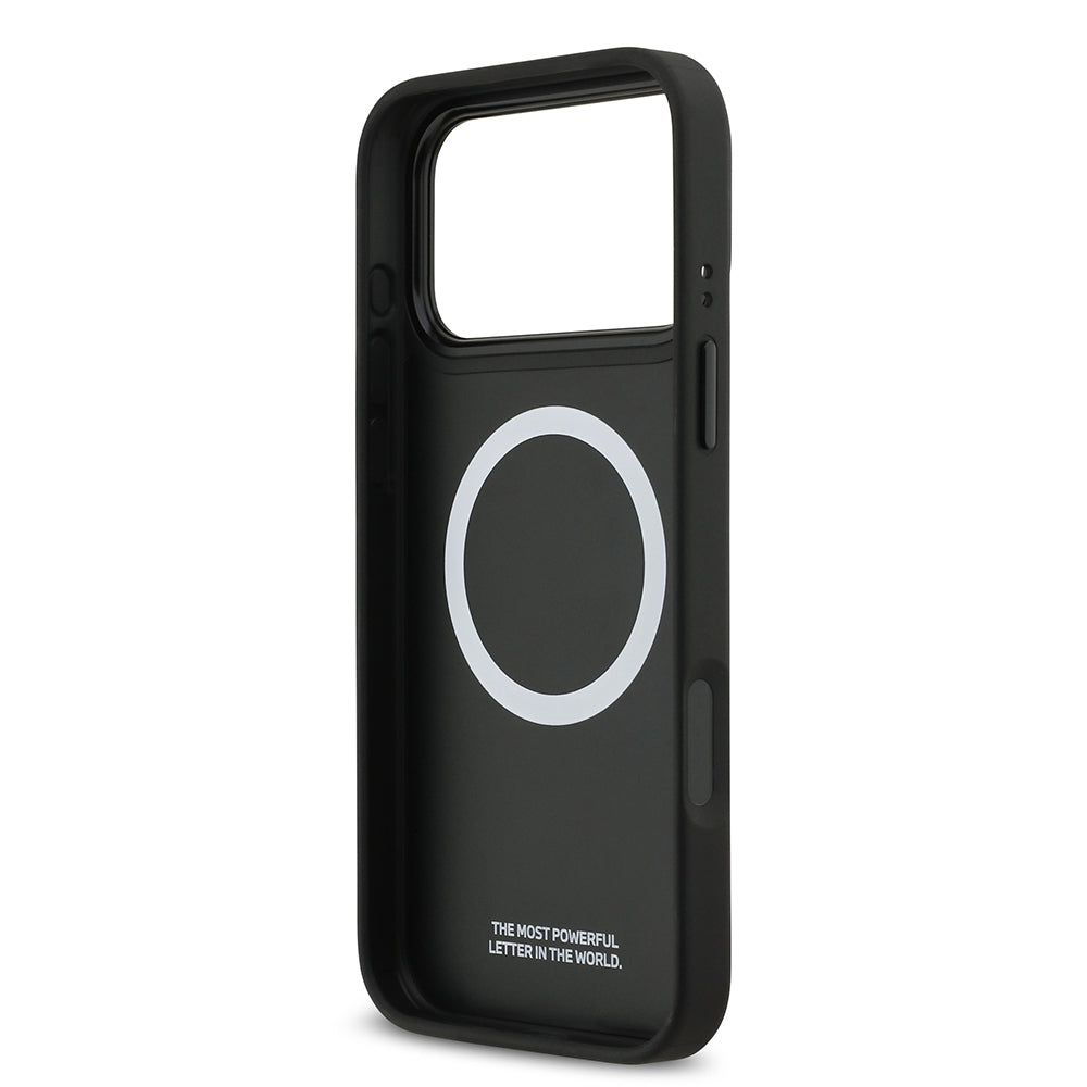 iPhone 17 Pro Max Kılıf BMW Orjinal Lisanslı M-safe Şarj Özellikli M Logolu Üç Şeritli Delikli Deri Kılıf