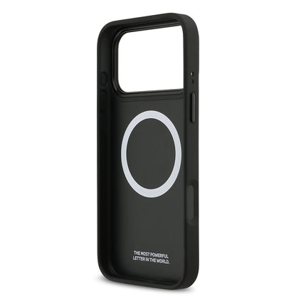 iPhone 17 Pro Max Kılıf BMW Orjinal Lisanslı M-safe Şarj Özellikli M Logolu Üç Şeritli Delikli Deri Kılıf