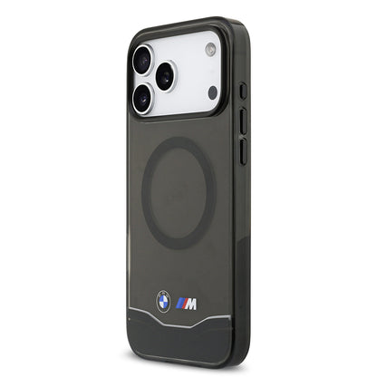 iPhone 17 Pro Max Kılıf BMW Orjinal Lisanslı M-safe Şarj Özellikli Metal Buton Tasarımlı Tranparan M Dizayn Kılıf