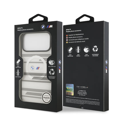 iPhone 17 Pro Max Kılıf BMW Orjinal Lisanslı M-safe Şarj Özellikli Metal Kamera Butonlu Yatay Şeritli M Dizayn Kılıf