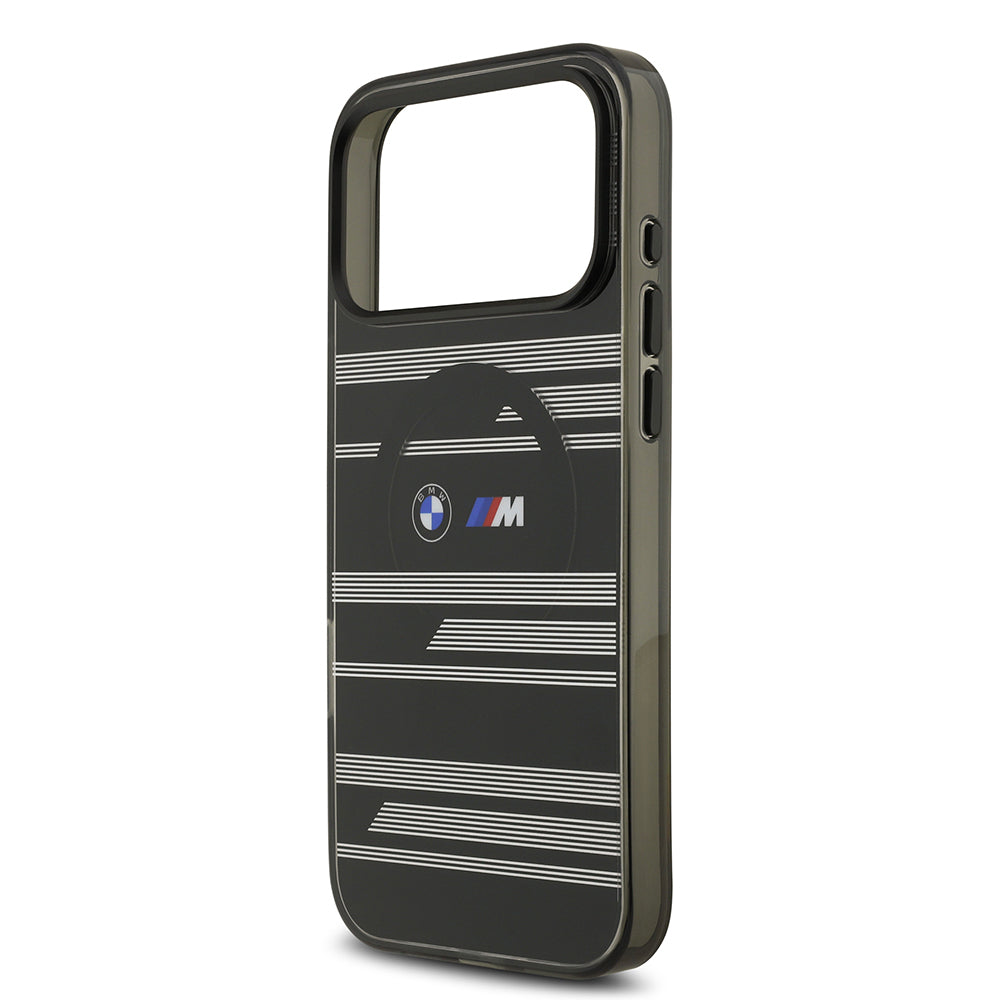 iPhone 17 Pro Max Kılıf BMW Orjinal Lisanslı M-safe Şarj Özellikli Metal Kamera Butonlu Yatay Şeritli M Dizayn Kılıf