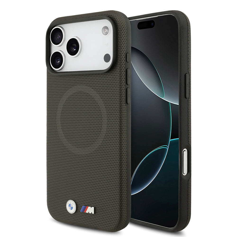 iPhone 17 Pro Max Kılıf BMW Orjinal Lisanslı M-safe Şarj Özellikli Metal Logolu Delikli M Dizayn Deri Kılıf