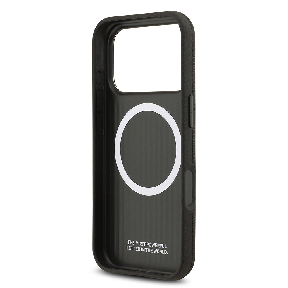 iPhone 17 Pro Max Kılıf BMW Orjinal Lisanslı M-safe Şarj Özellikli Metal Logolu Delikli M Dizayn Deri Kılıf