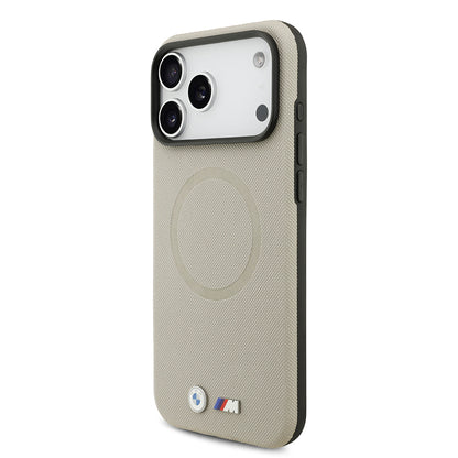 iPhone 17 Pro Max Kılıf BMW Orjinal Lisanslı M-safe Şarj Özellikli Metal Logolu Delikli M Dizayn Deri Kılıf