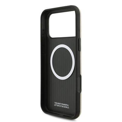 iPhone 17 Pro Max Kılıf BMW Orjinal Lisanslı M-safe Şarj Özellikli Metal Logolu Delikli M Dizayn Deri Kılıf