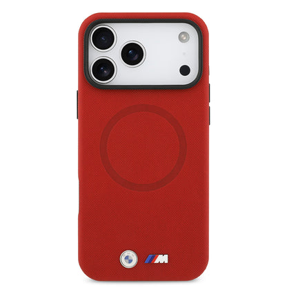 iPhone 17 Pro Max Kılıf BMW Orjinal Lisanslı M-safe Şarj Özellikli Metal Logolu Delikli M Dizayn Deri Kılıf