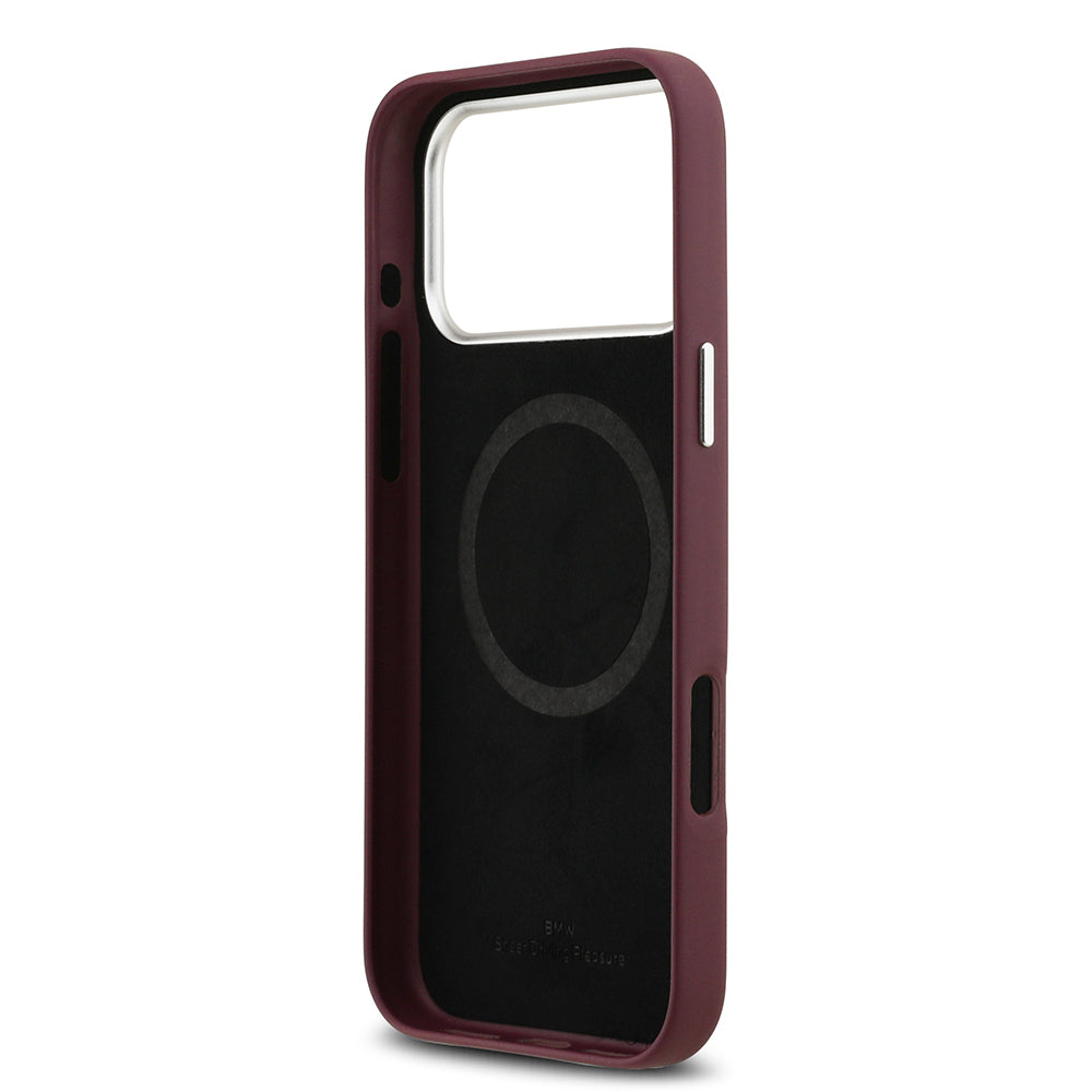 iPhone 17 Pro Max Kılıf BMW Orjinal Lisanslı M-safe Şarj Özellikli Metal Logolu Tam Kaplama Deri Kılıf