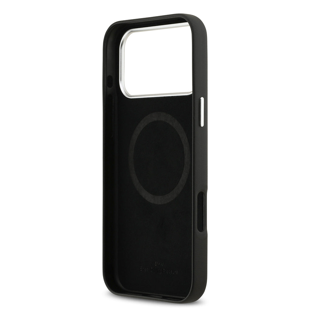 iPhone 17 Pro Max Kılıf BMW Orjinal Lisanslı M-safe Şarj Özellikli Metal Logolu Tam Kaplama Deri Kılıf