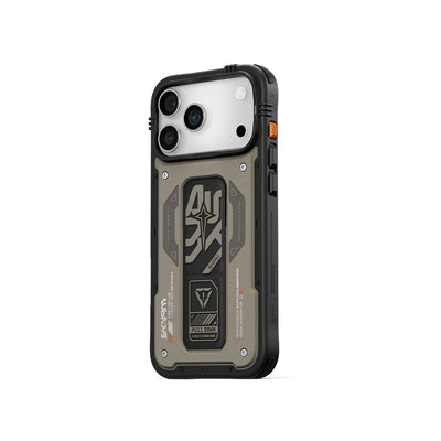 Apple iPhone 17 Pro Max Kılıf Desenli Airbag Tasarımlı Standlı Skinarma Aegis Kapak Lacivert