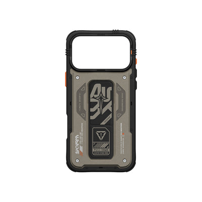 Apple iPhone 17 Pro Max Kılıf Desenli Airbag Tasarımlı Standlı Skinarma Aegis Kapak Gri