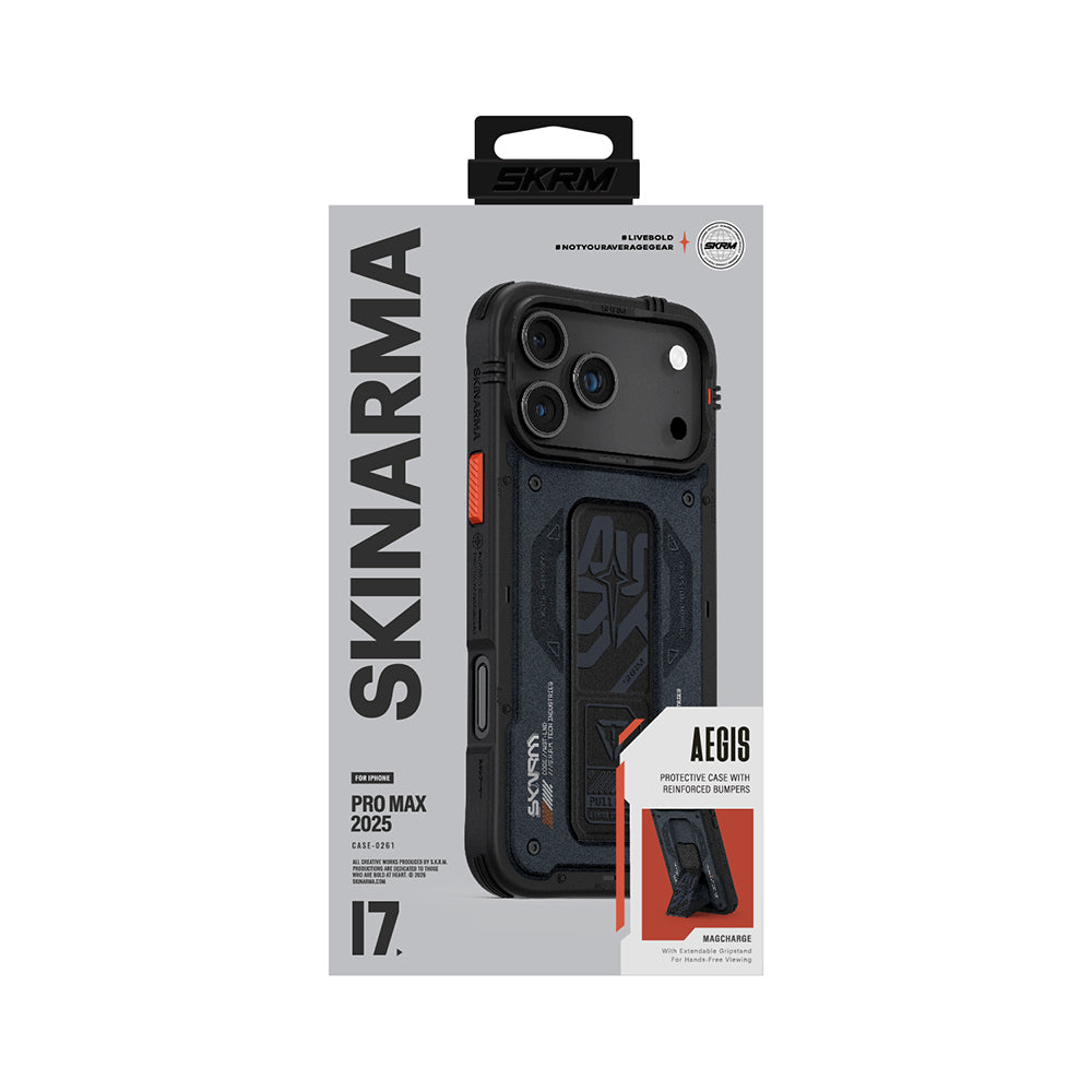 iPhone 17 Pro Max Kılıf Desenli Airbag Tasarımlı Standlı Skinarma Aegis Kılıf