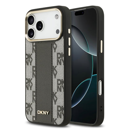 iPhone 17 Pro Max Kılıf DKNY Orjinal Lisanslı M-safe Şarj Özellikli 3D Yazılı Checkered Pattern Kılıf