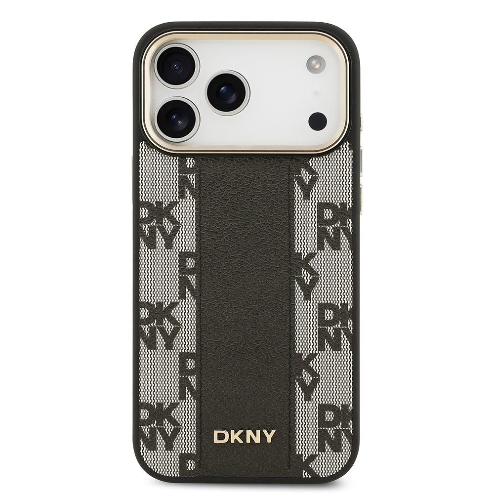 iPhone 17 Pro Max Kılıf DKNY Orjinal Lisanslı M-safe Şarj Özellikli 3D Yazılı Checkered Pattern Kılıf