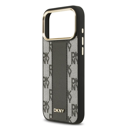 iPhone 17 Pro Max Kılıf DKNY Orjinal Lisanslı M-safe Şarj Özellikli 3D Yazılı Checkered Pattern Kılıf