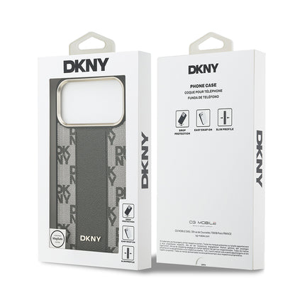 iPhone 17 Pro Max Kılıf DKNY Orjinal Lisanslı M-safe Şarj Özellikli 3D Yazılı Checkered Pattern Kılıf