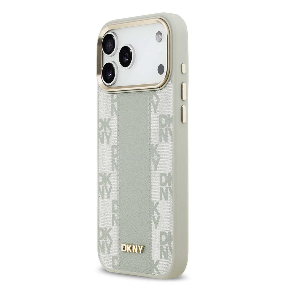 iPhone 17 Pro Max Kılıf DKNY Orjinal Lisanslı M-safe Şarj Özellikli 3D Yazılı Checkered Pattern Kılıf