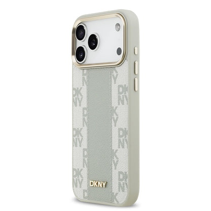 iPhone 17 Pro Max Kılıf DKNY Orjinal Lisanslı M-safe Şarj Özellikli 3D Yazılı Checkered Pattern Kılıf