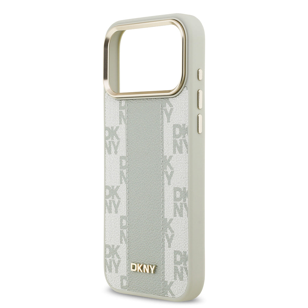 iPhone 17 Pro Max Kılıf DKNY Orjinal Lisanslı M-safe Şarj Özellikli 3D Yazılı Checkered Pattern Kılıf