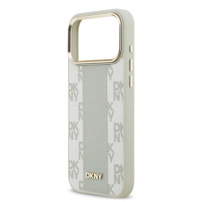 iPhone 17 Pro Max Kılıf DKNY Orjinal Lisanslı M-safe Şarj Özellikli 3D Yazılı Checkered Pattern Kılıf