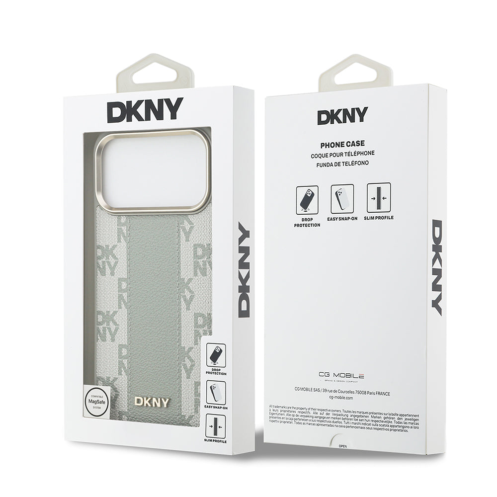 iPhone 17 Pro Max Kılıf DKNY Orjinal Lisanslı M-safe Şarj Özellikli 3D Yazılı Checkered Pattern Kılıf