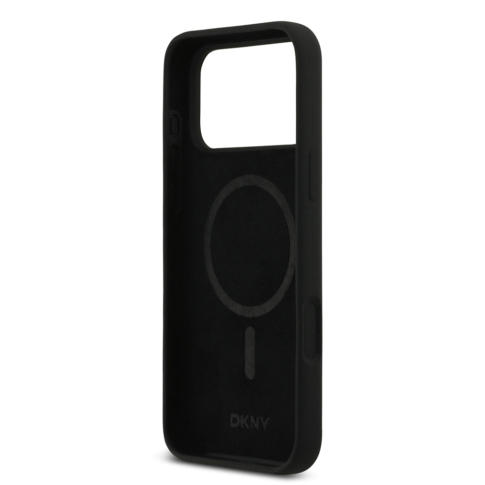 Apple iPhone 17 Pro Max Kılıf DKNY Orjinal Lisanslı M-safe Şarj Özellikli Metal Logolu Silikon Kapak