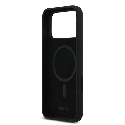 Apple iPhone 17 Pro Max Kılıf DKNY Orjinal Lisanslı M-safe Şarj Özellikli Metal Logolu Silikon Kapak