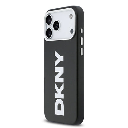 Apple iPhone 17 Pro Max Kılıf DKNY Orjinal Lisanslı M-safe Şarj Özellikli PU Büyük Dikey Logolu Kapak