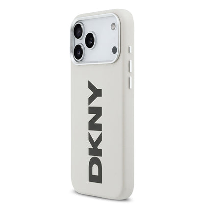 Apple iPhone 17 Pro Max Kılıf DKNY Orjinal Lisanslı M-safe Şarj Özellikli PU Büyük Dikey Logolu Kapak